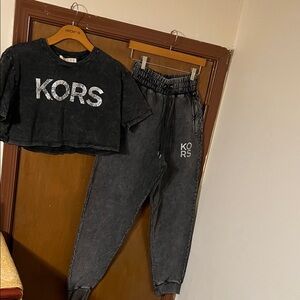 Michael Kors Women Charcoal Jogger Set